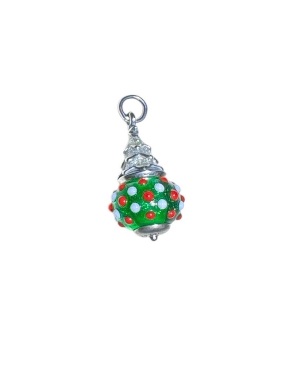 Retired James Avery Enamel Glitter Christmas Tree Art Glass Charm Uncut NWOT